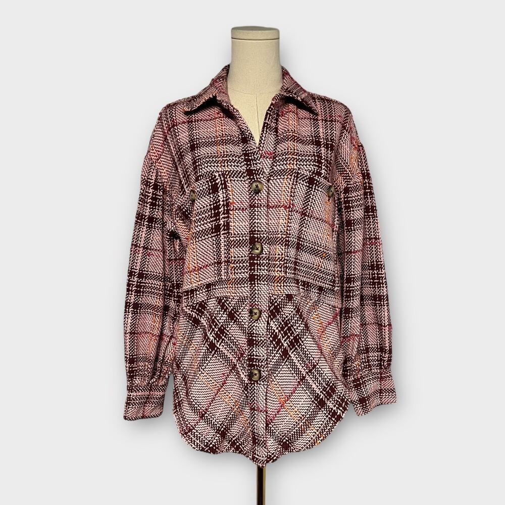 Anthropologie Hudson Plaid Shirt Jacket Size Medium - Picture 2 of 7